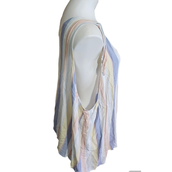 a.n.a Vneck Striped Tank top Pastel colors Size 3X - Picture 5 of 11